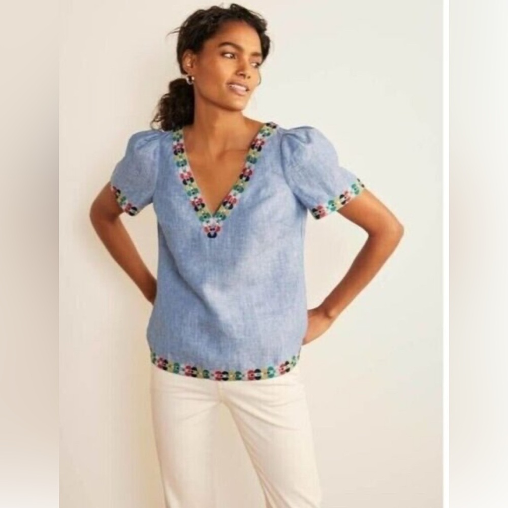 NWOT Boden linen shirt chambray blue size US 10
